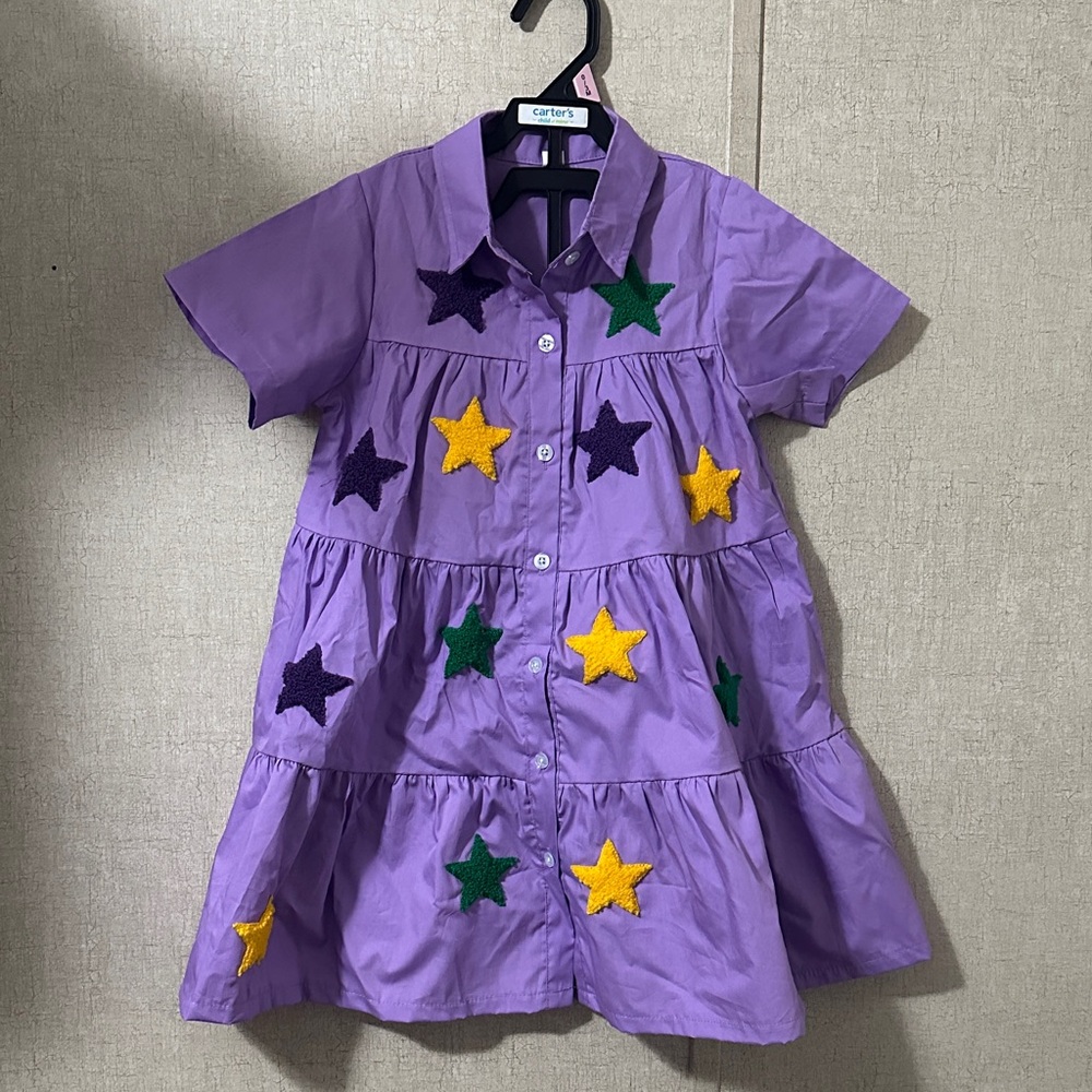Toddler Girl Size 4-5 Purple Dress with Star Appliques